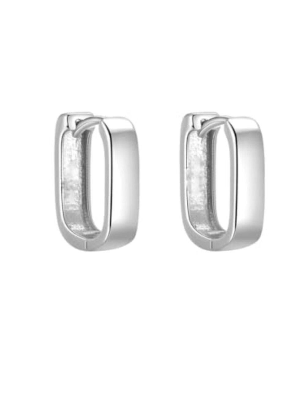 Small Chunky Square Hoop Earrings White Gold Copper Hypoallergenic Everyday